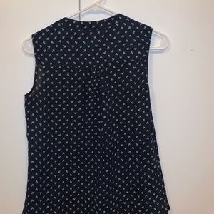 Cute anchor detail sleeveless work blouse